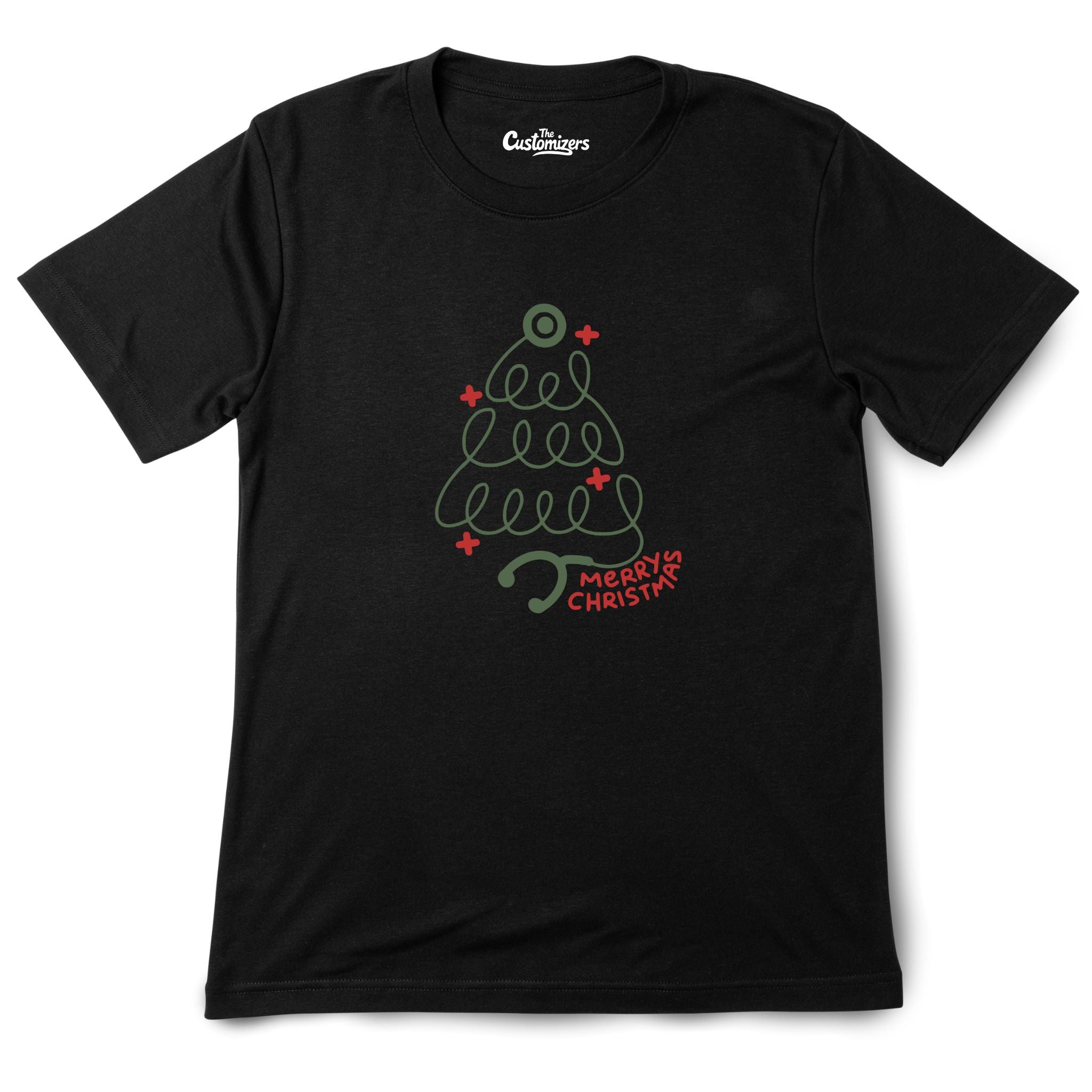Merry Christmas Stethoscope T-shirt Black