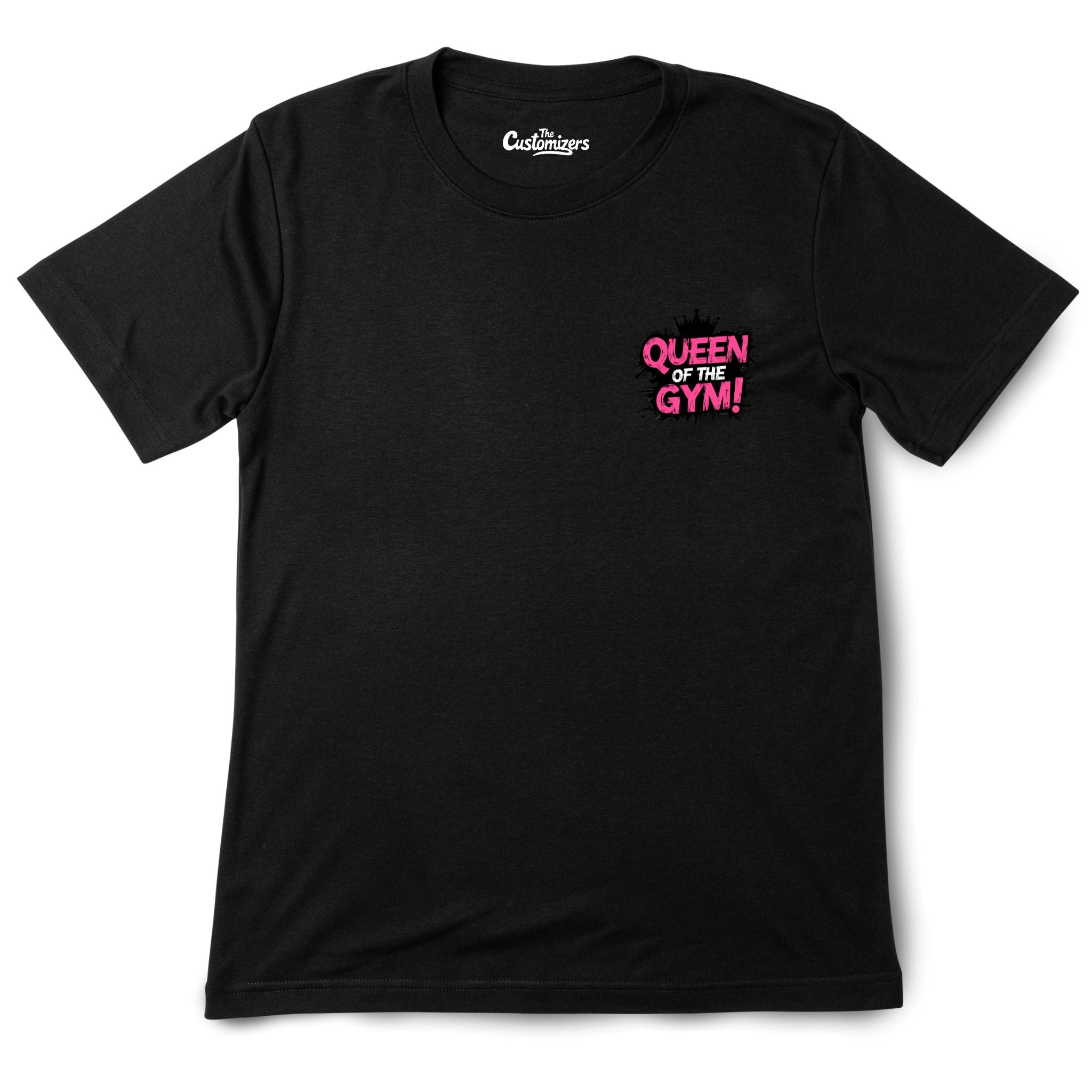 Queen of the Gym logo design on black T-shirt 